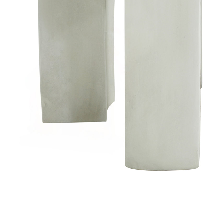 Table d'appoint ronde en béton avec finition blanc antique