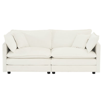 Canapé de salon moderne en chenille blanche - 2 avec 4 coussins Structure en bois de qualité rembourrée pour rehausser le style de votre maison