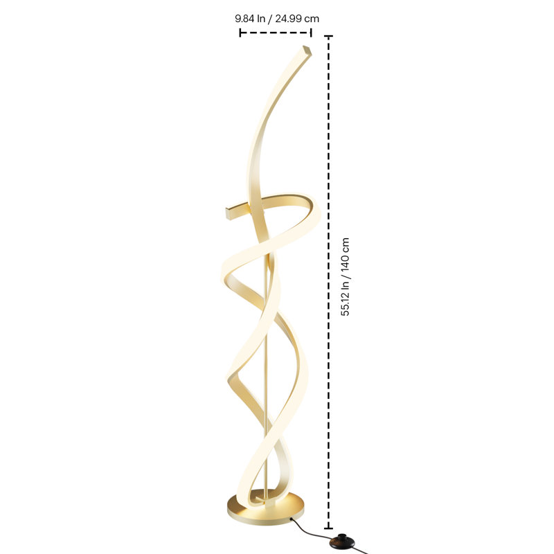 Golden Swirl 31W LED Floor Lamp 59" - 3000K Warm Glow- Stepless Dimming