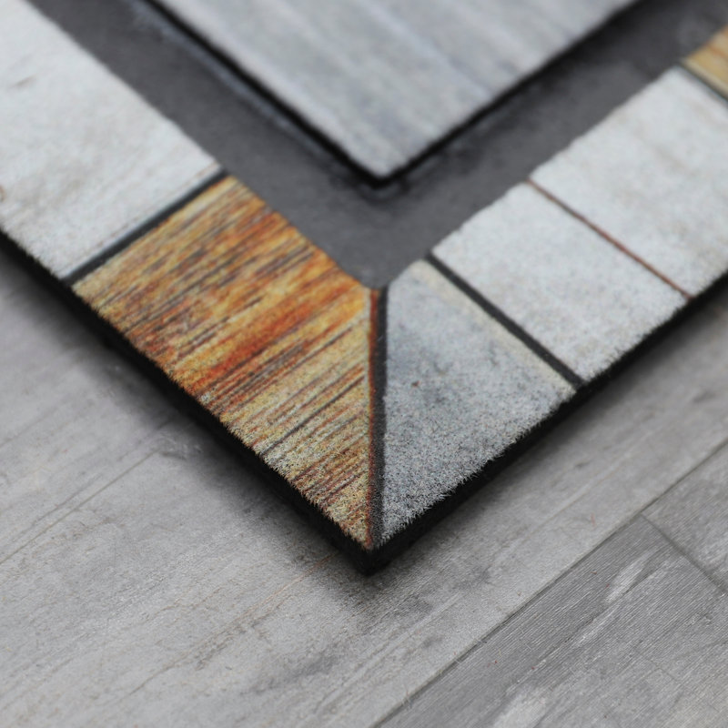 Tapis d'extérieur antidérapant en caoutchouc recyclé Maloree Farmhouse Home