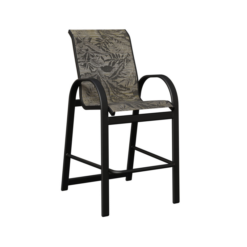 Chaise de bar en aluminium noir mat Cazares avec toile Sumba Mocha, Noir mat, Sumba moka