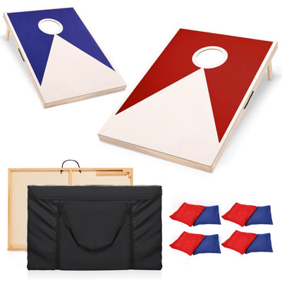 Solid Wood Premium Cornhole Set - 3 Feet X 2 Feet Game Boards with Carrying Case, Includes Set Of 8 Corn Hole Toss Bags