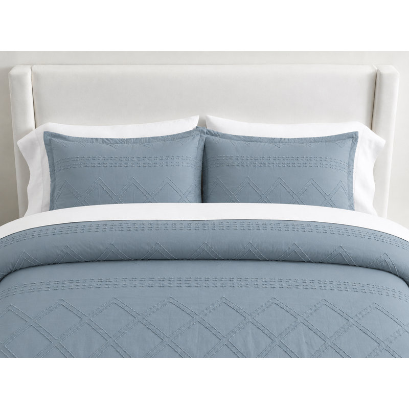  Parure de lit prélavée en jacquard ultra doux à clips Swift Home, Bleu, Couette simple + 1 taie décorative standard
