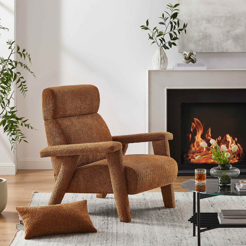 Stella 89.9Cm Wide Lounge Chair, Rust Boucle
