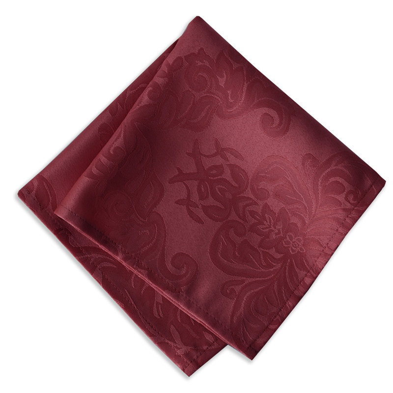 Burchfield 100% Polyester Damask Square Napkin, Burgundy