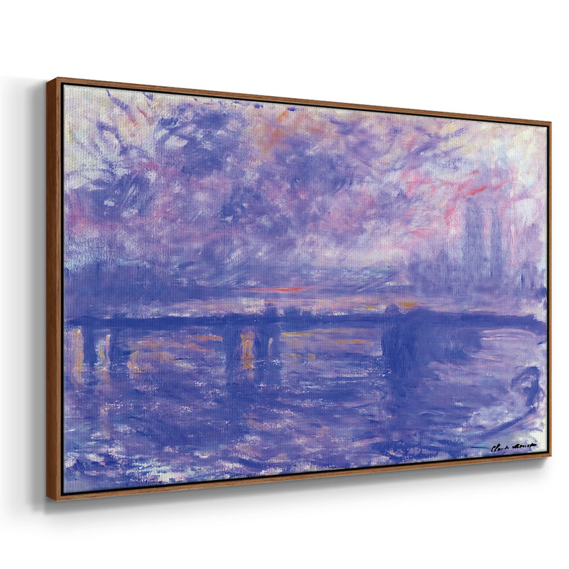 Charing Cross Bridge, 1899, reproduction d'art sur toile, H 25 po x l 37 po x P 2 po, Noyer