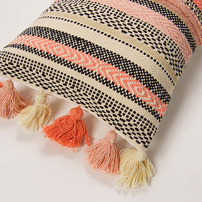 The Inspiring Home Handwoven Pillows Down/Feathers Geometric Rectangular Lumbar Pillow