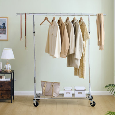 Clothes Rack Heavy Duty Clothing Rack 600LBS Rolling Clothes Racks For Hanging Clothes,  Commercial Garment Rack Heavy Duty Clothes Rack Collapsible & Portable Clothing Rack With Wheels