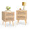 Table de chevet en rotin avec 2 tiroirs de rangement Spurlin
