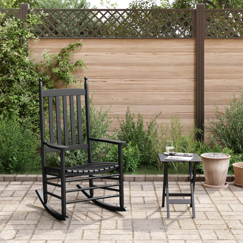 Porras Solid Wood Rocking Chair, black