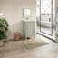 Meuble-lavabo de 20 pouces avec lavabo, structure en bois d'hévéa massif, conception dorée et peu encombrante pour tablette compacte pour salle de bain d'invités, poignées en alliage de zinc, avec baignoire urbaine