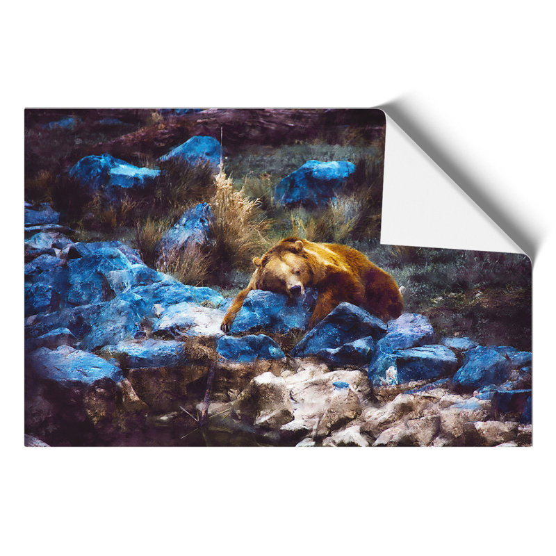 Resting Grizzly Bear Painting - Frameless Print, 21cm H x 30cm W x 0.1cm D