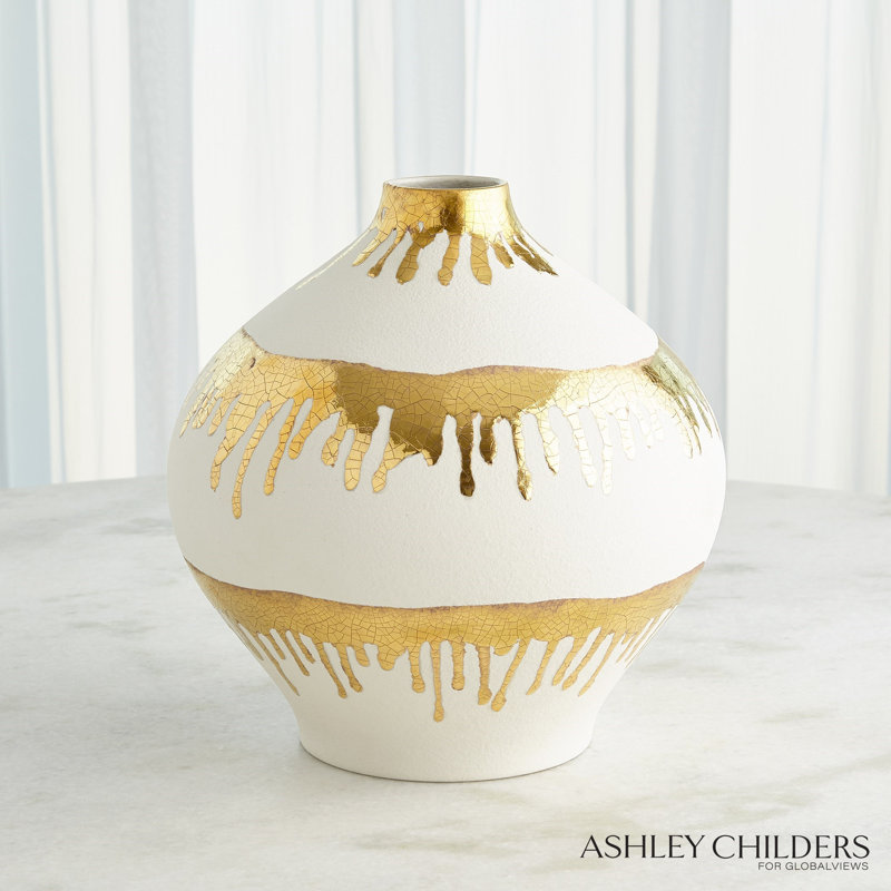 Nuove Vase-Gold Drips-Lg