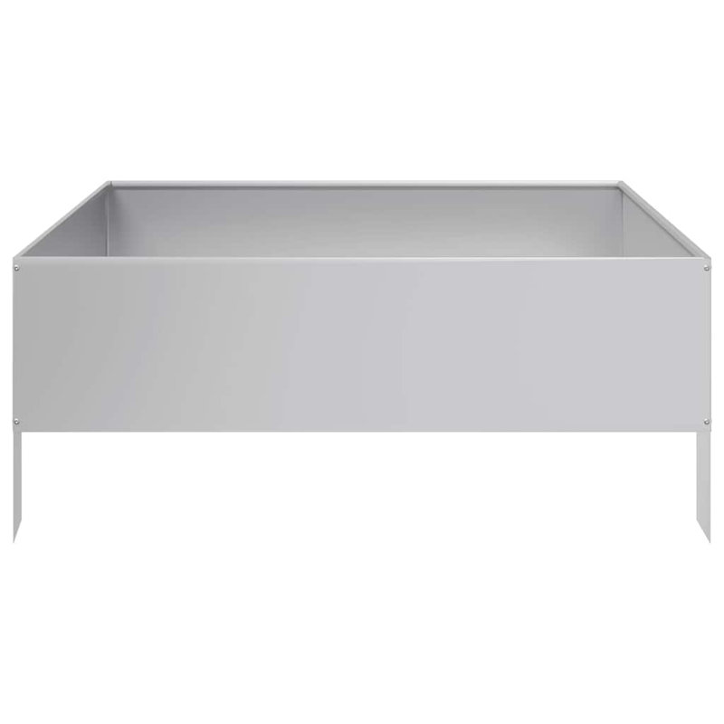 Caylub Metal Raised Garden Bed, 25cm H x 100cm W x 100cm D, Grey/Brown/Blue