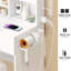 Small Space Left Drawer Desktop Vanity Table + Cushioned Stool, 2 AC+2 USB Power Station-802893564