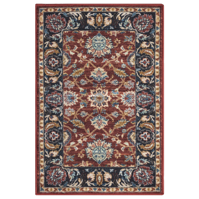Lyanne Washable Non-Slip Red Area Rug, Rectangle 2'2 x 3'3"