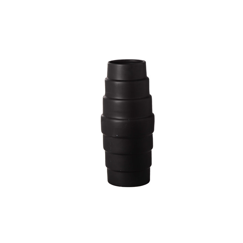 Ceramic Round Vase Matte Finish Black-10.50"H