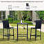 Ensemble de bar avec table en verre, tabourets de bar pour l'extérieur