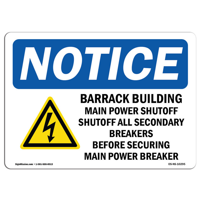 Barracks Building Main Power Sign