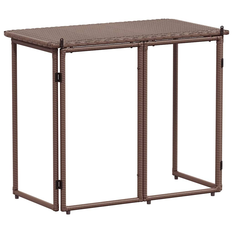 Folding Garden Table 90X51x75 Cm Poly Rattan, Brown