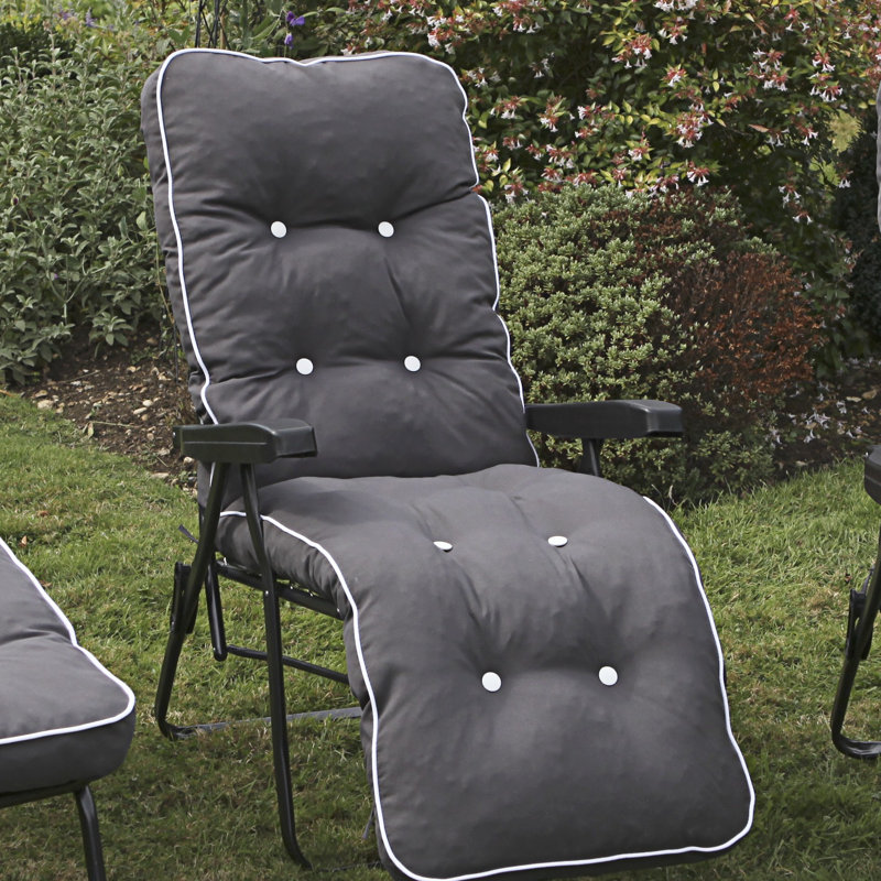 Leni 171cm Long Reclining Single Chaise with Cushions, Charcoal, Grey