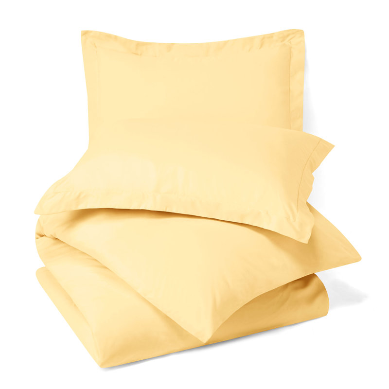  Ensemble de housse de couette ultra-doux, Jaune vanille, Housse de couette double + 2 taies décoratives