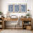 Geometric Line "Navy Blue Stripe Abstract Artwork, Simple Modern Contemporary Bedroom Wall Pictures, Large Framed Canvas Giclee Print 3 Pieces Wall Art Set"-119461147-94434517-94434520