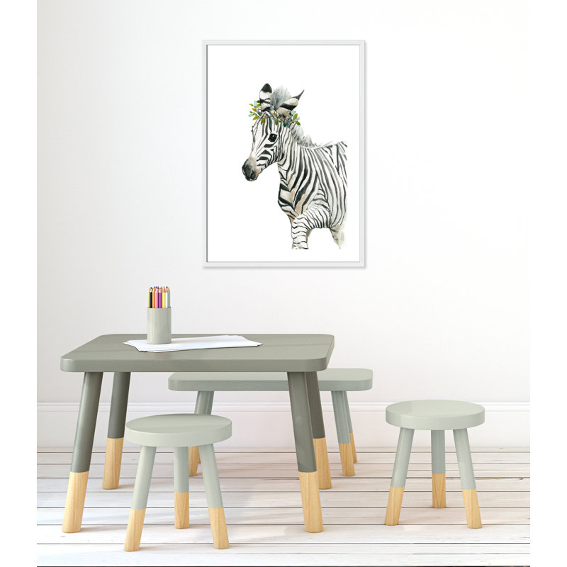 «Savannah Zebra», art encadré, H 35,5 po x l 25,5 po x P 1,18 po, Cadre blanc