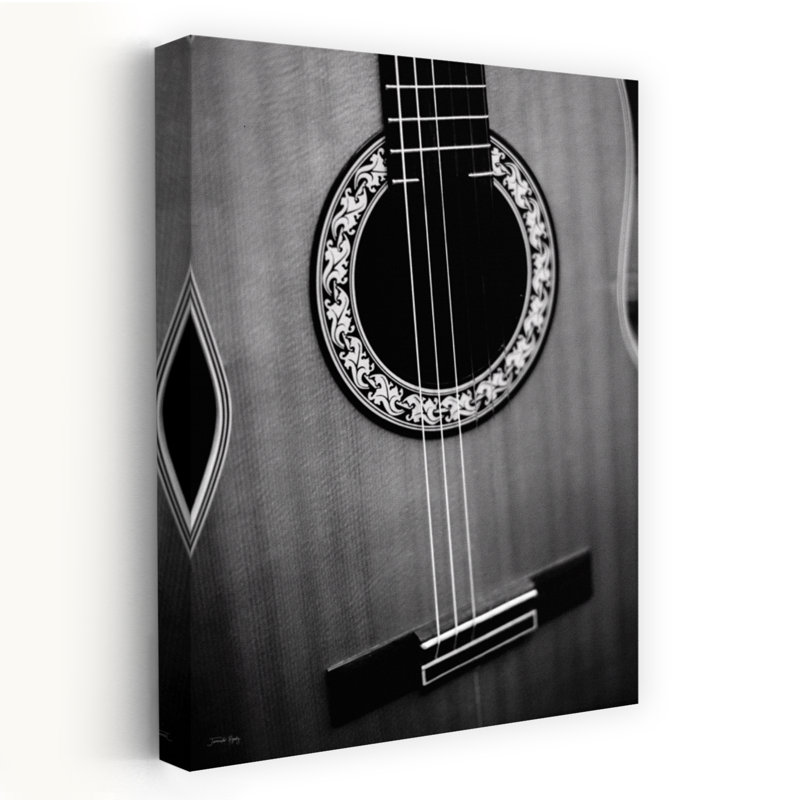 «Dreams» - Guitare acoustique contemporaine noir et blanc, H 24 po x l 16 po
