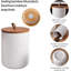 Ensemble de 3 pots en céramique blanc pierre avec couvercle en bois