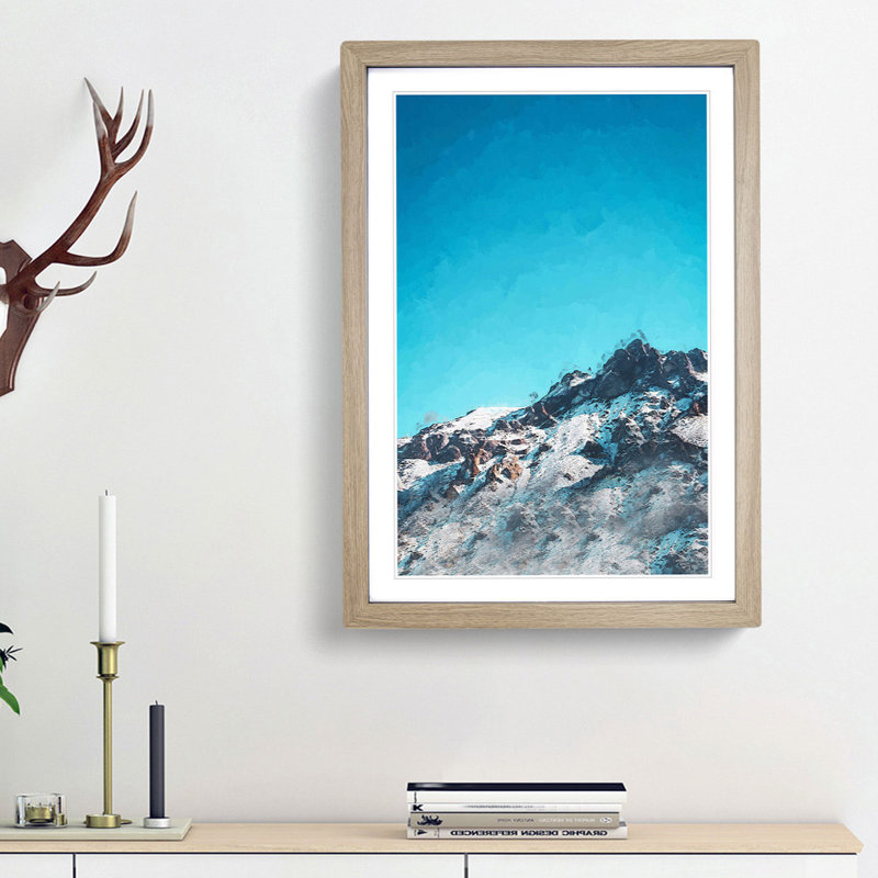 Mountain Top in Santiago Chile in Abstract - Picture Frame Graphic Art Print, 48cm H x 36cm W x 2cm D, Oak Framed