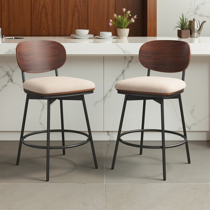Modern Swivel Counter Stools, Khaki