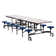 NPS Mobile Cafeteria Table with Stools, 12' Long, MDF Core, Black Protect Edge & Frame, Grey Nebula