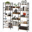 Bookshelf 5 Tiers With 4 Hooks, Triple 5 Tier Bookshelf,Bookcase Large Industrial Bookcase-1227828998