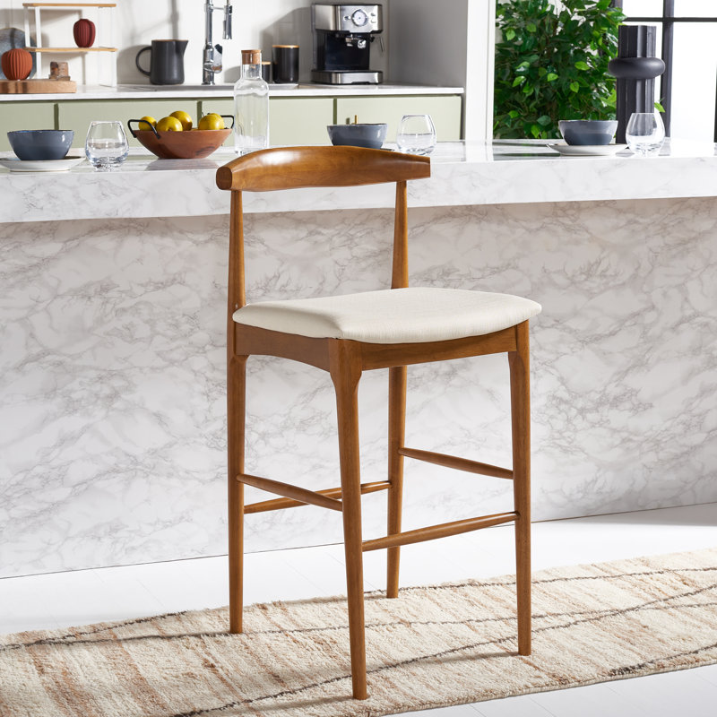 Tabouret de bar / de comptoir Hank, Crème, Noyer, Tabouret de bar (siège d'une hauteur de 29,6 po)