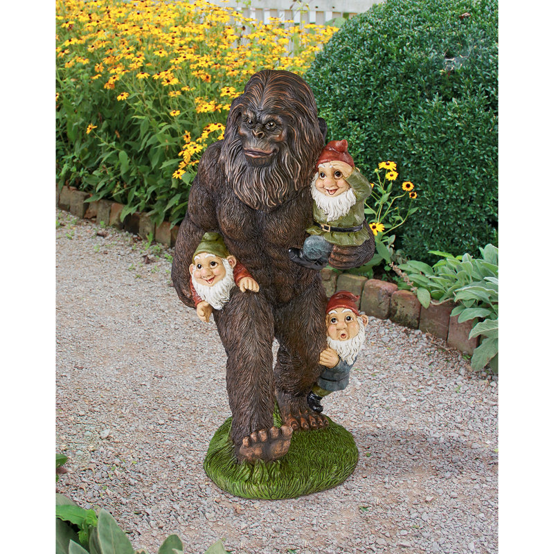 Towing Garden Gnomes Bigfoot Garden Statue