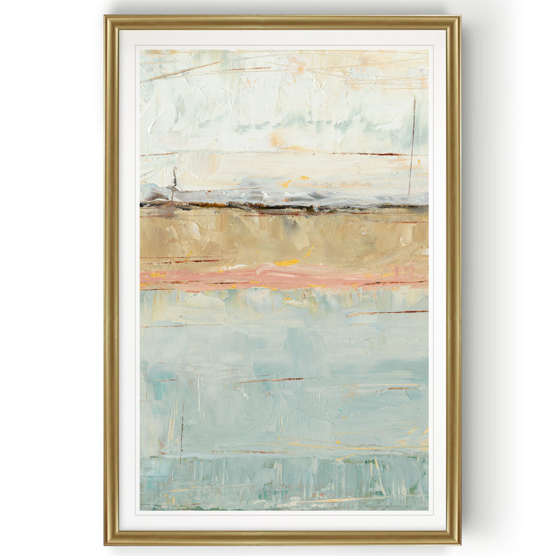 «Pastel Horizon I», reproduction d'art sur toile, H 18,5 po x l 24,5 po x P 1,5 po, Impression encadrée, Doré