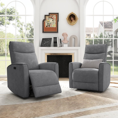 Naela 29.1'' Wide Modern and Soft Upholstered Swivel and Rocker Power Recliner (Set of 2)