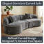 Canapé d'angle modulaire incurvé en chenille de 114 pouces avec assise profonde et structure inclinable, gris-669441189