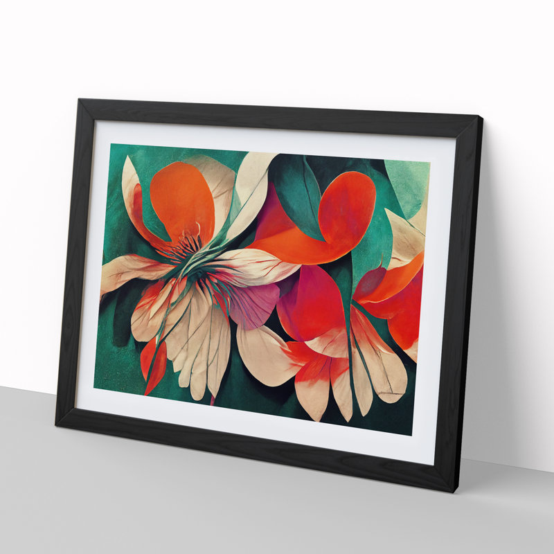 Artistic Flowers Abstract Vol.2 - Single Picture Frame Print, 25cm H x 34cm W x 2cm D, Black Framed