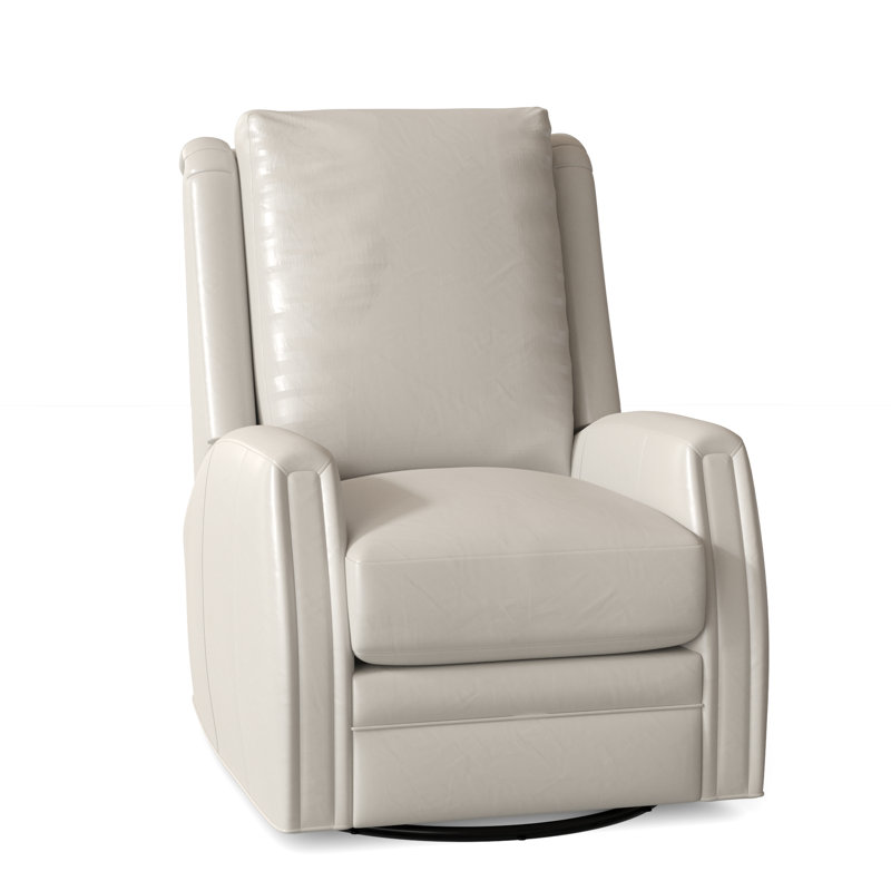 Lockhart Recliner, Swivel Glider with Manual Recline & Inside Release, No Nailhead, Alpine Dark Grey Genuine Leather