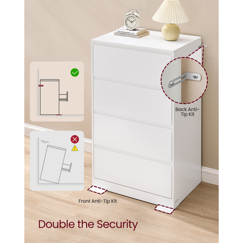 60 cm W Chest of 4 Drawers, Snow White