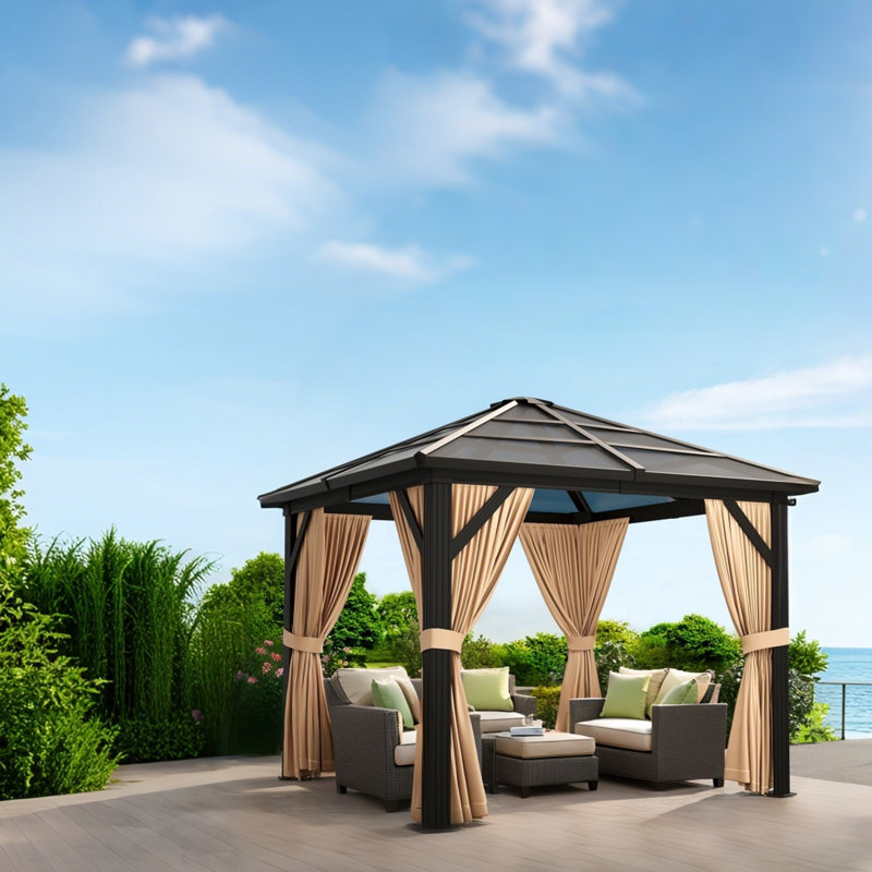 Aluminum Frame Outdoor Canopy, Weatherproof PVC Roof, Permanent Sun Protection Pavilion with Ventilation, Ideal for Backyard, Patio, Parks, Events