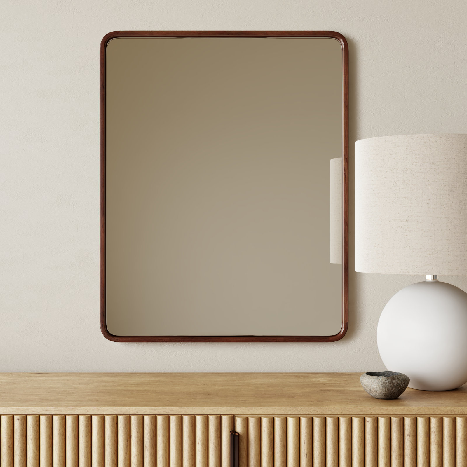 Sherman Accent Mirror, 30" x 24", Walnut Brown