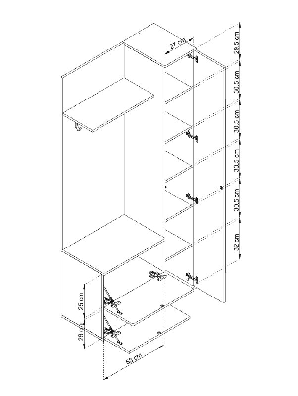 2 Door Manufactured Wood Wardrobe