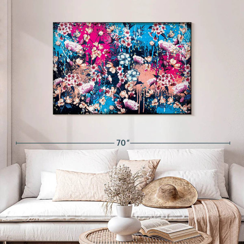 Kerner Splattered Botanical Flowers, 30" H x 45" W