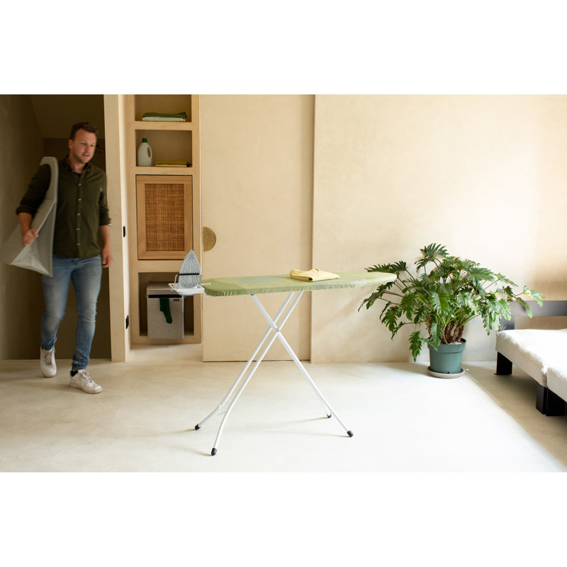 Brabantia Size A Small Ironing Board with Steam Iron Rest, Calm Rustle