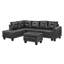 Canapé modulaire moderne à 3 places, fauteuil inclinable réversible, coussin de rangement et support en bois, pied antidérapant