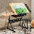 Craft and Drawing Table Workstation with Stool, Drafting Table with Slide-Out Tabletop and Drawers