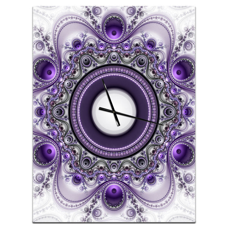 Horloge murale moderne à motif de fractale mauve avec cercles, H 32 po x l 24 po x P 1 po